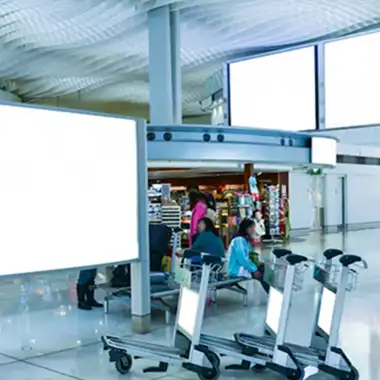 Freestanding digital signage display installed by Affordable AV Rentals Florida in a public event space