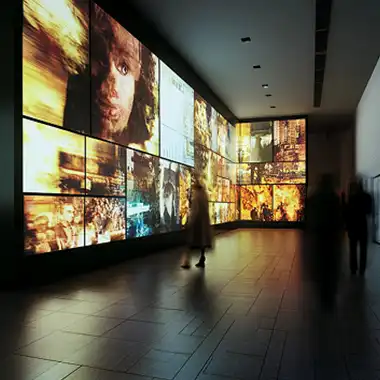 Large-format digital video wall display installed by Affordable AV Rentals Florida for a public event space